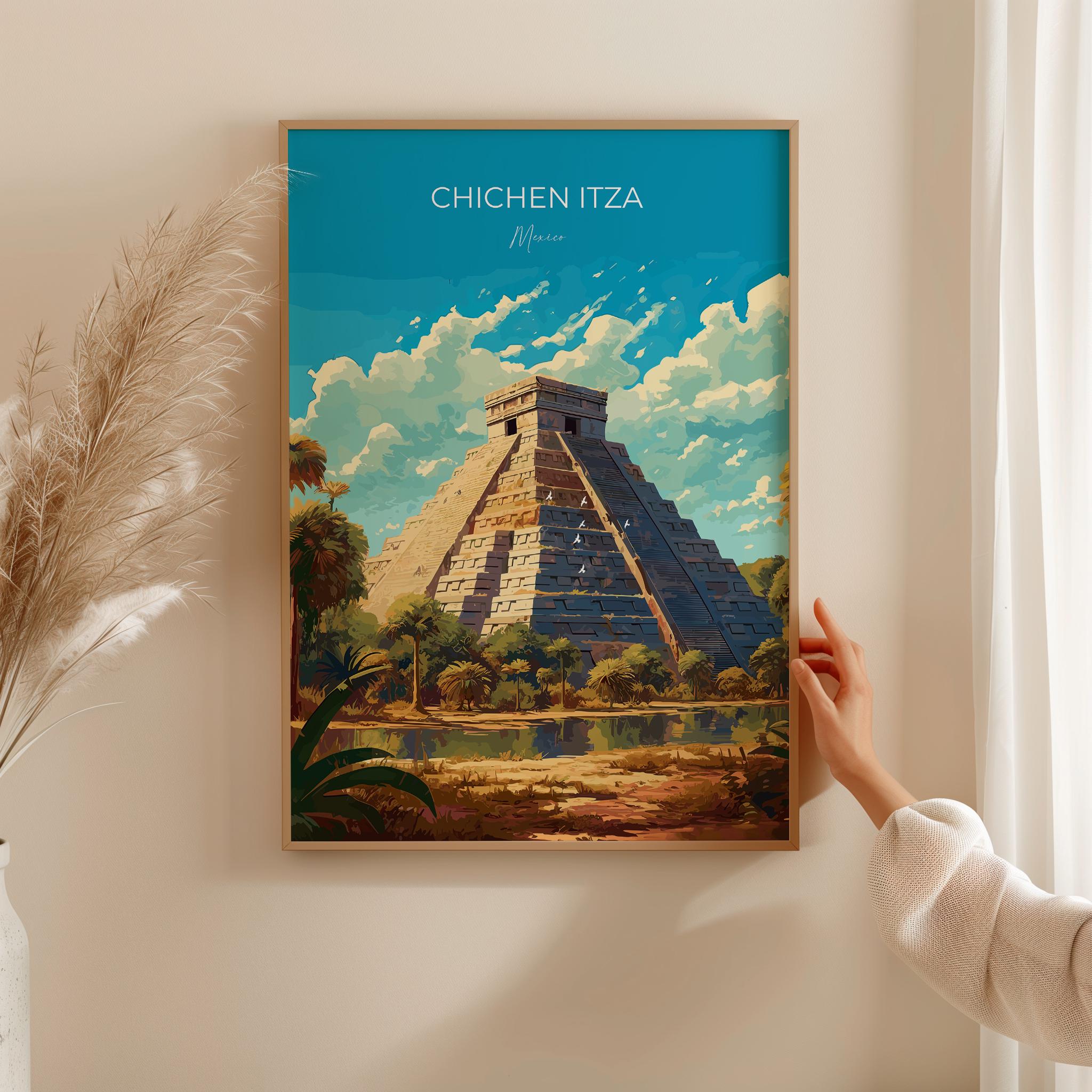 Chichen Itza Travel Print, Travel Poster of Chichen Itza, Mexico, Chichen Itza art lovers gift, Travel Gift NQ Media Designs