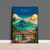 Nicaragua Travel Poster, Granada Cathedral Wall Art, Ometepe Volcano Print, Lake Nicaragua & Colonial City, Central America Travel Poster