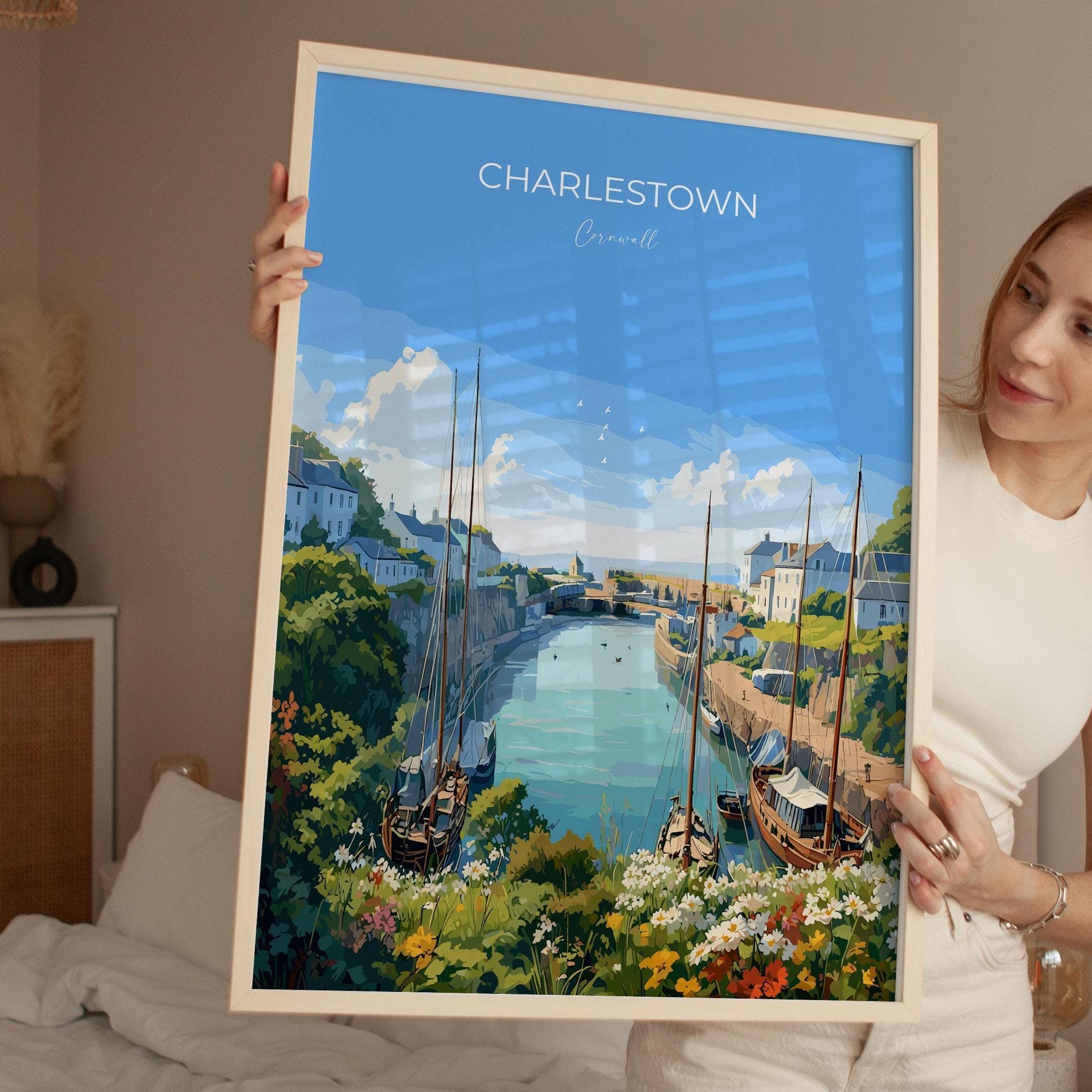 Charlestown Travel Poster, Travel Print of Charlestown, England, Cornwall Art, Charlestown Art Lovers Gift, Wall Art Print NQ Media Designs