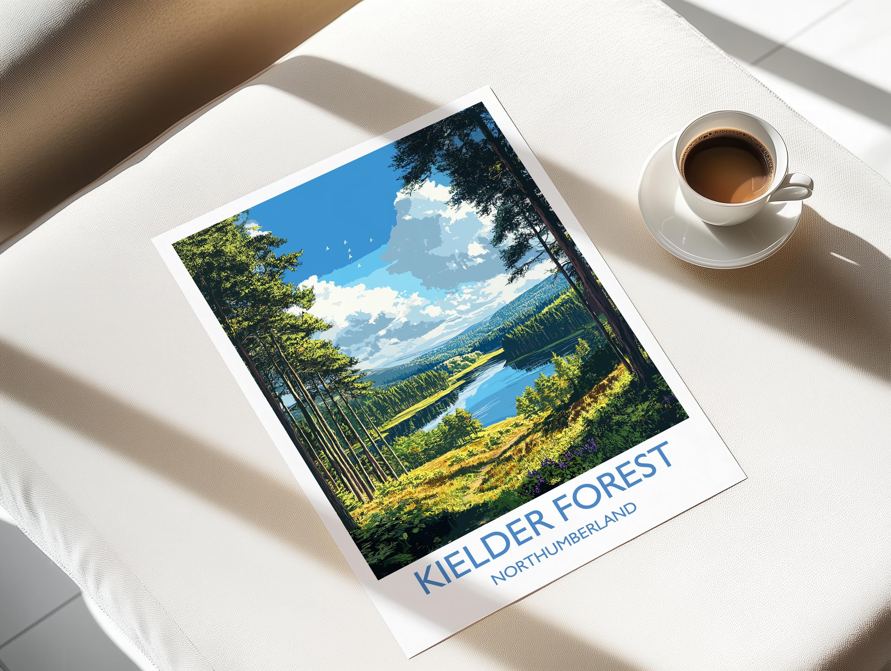 Kielder Forest Travel Print, Travel Poster of Kielder Forest, Kielder Water Reservoir, Kielder Forest Art, Northumberland Gift, NQ Media Designs