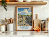 Grassington Print, Yorkshire Dales Wall Art with Border, North Yorkshire Poster, England Travel Print, Grassington Gift