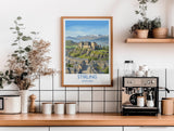 Stirling Castle Scotland Travel Poster, Scottish Highlands Wall Art, Stirling City Landscape Print, Historic Castle Illustration, UK Decor