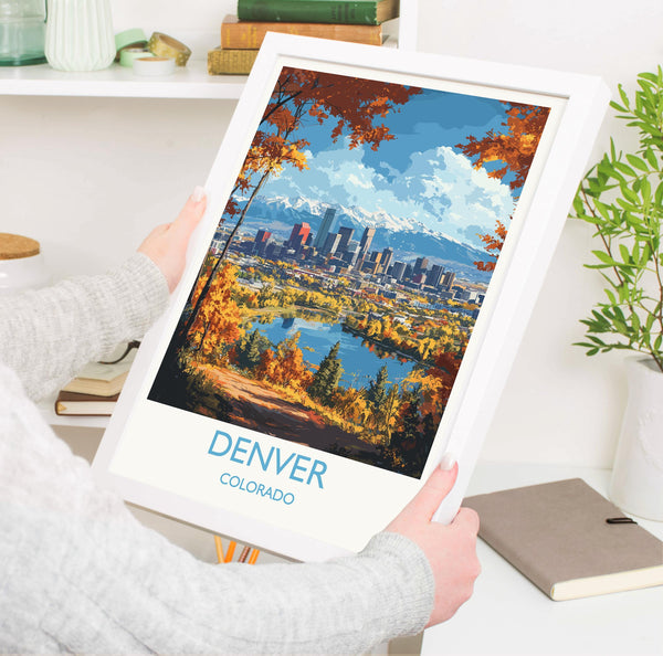 Denver Travel Poster Wall Art, Travel Print of Denver, Colorado, USA, Denver Art Lovers Gift