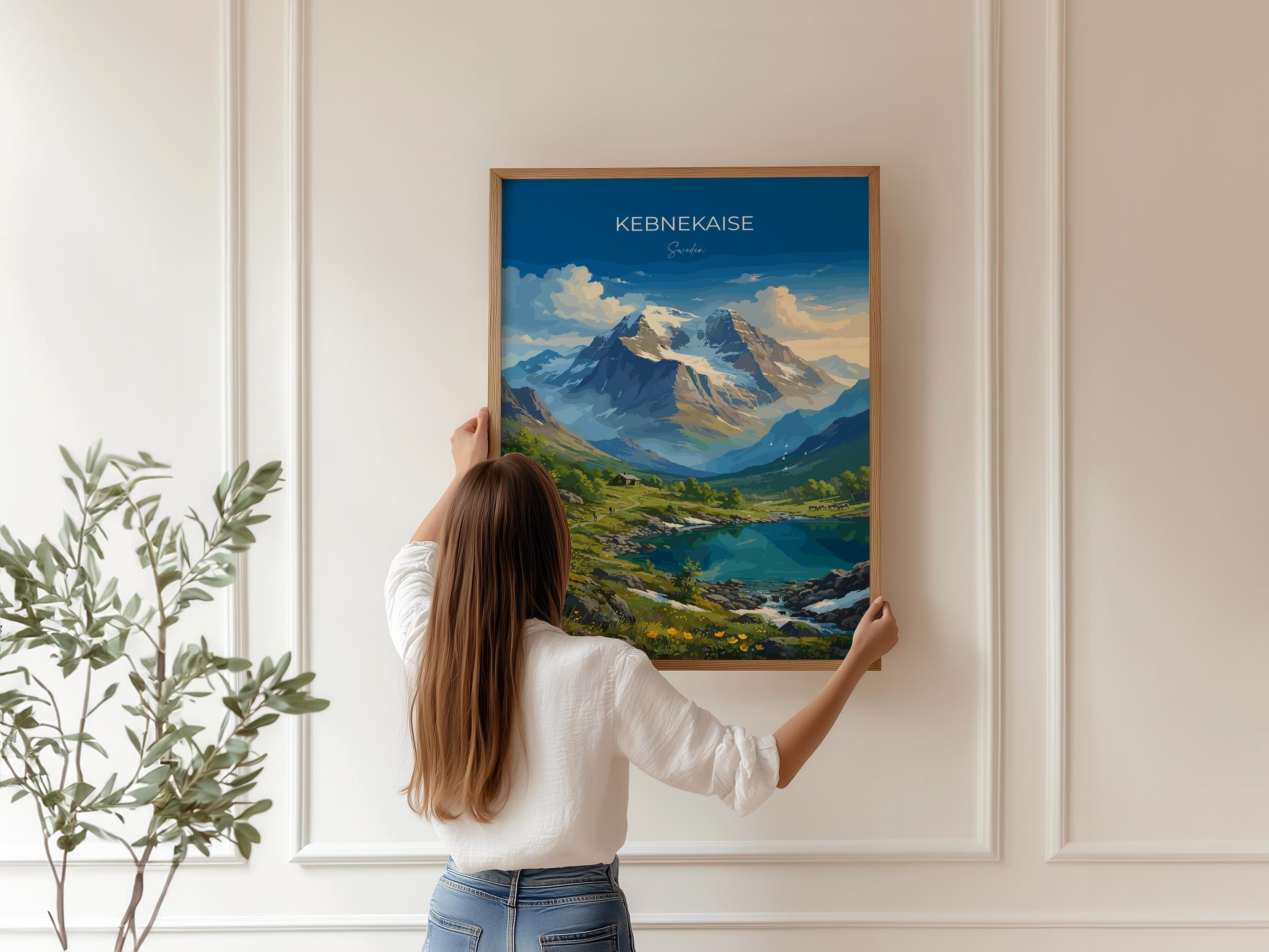 Kebnekaise Sweden Travel Print, Swedish Lapland Mountain Wall Art, Kebnekaise Poster, Scandinavian Landscape, Nordic Travel Poster