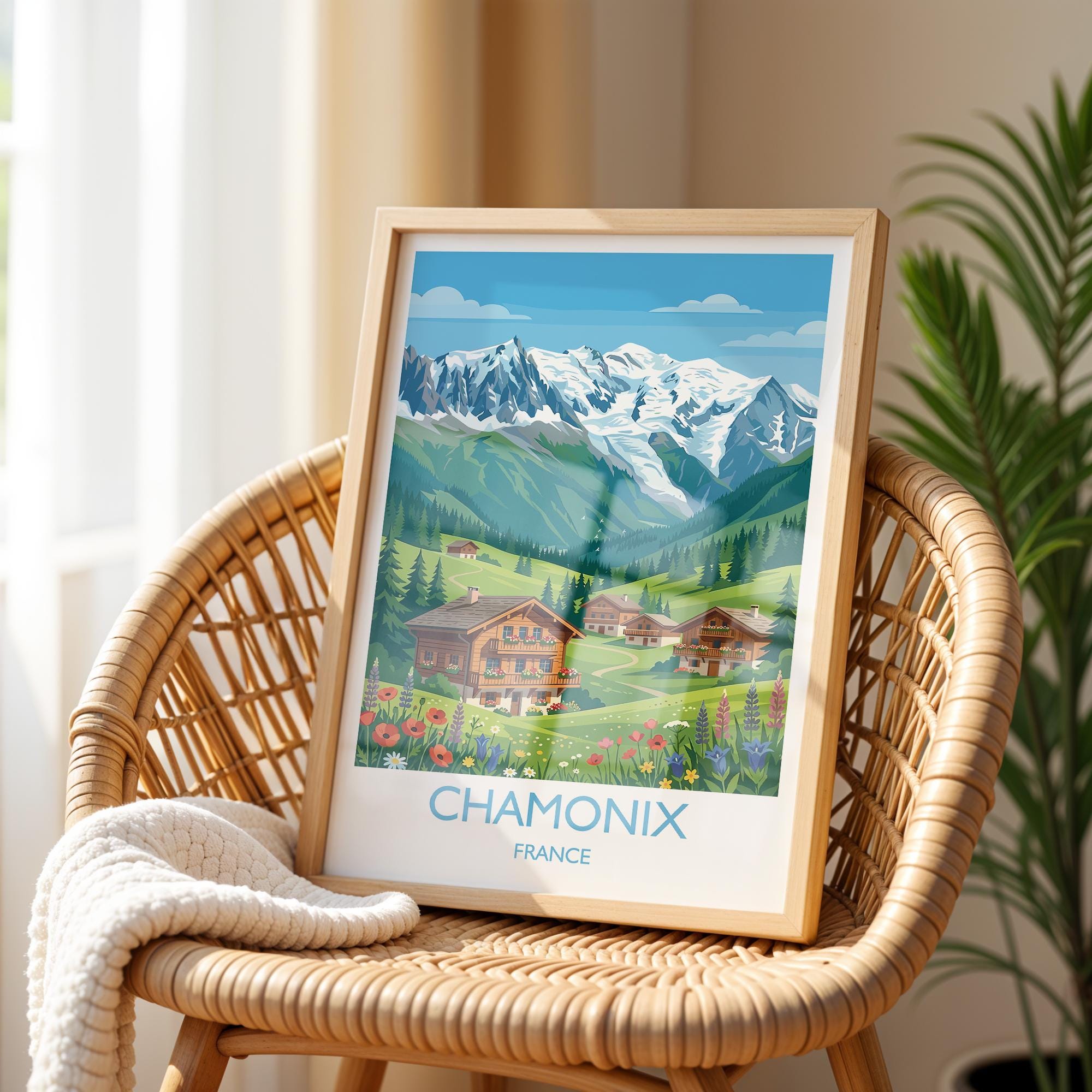 Chamonix Travel Print Wall ArtTravel Poster of Chamonix, French Alps Summer Art Lovers Gift, Wall Art Print NQ Media Designs