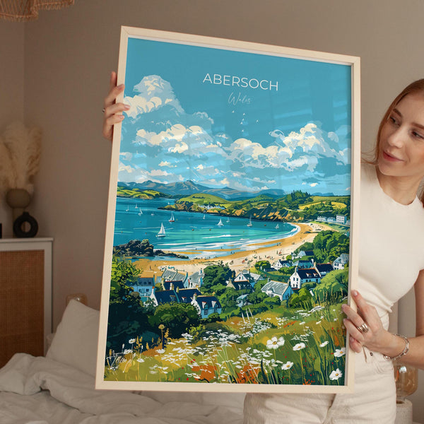 Abersoch Travel Poster Wall Art, Abersoch Travel Print, Wales, Welsh Art, Abersoch Art lovers Gift, Wall Art Print