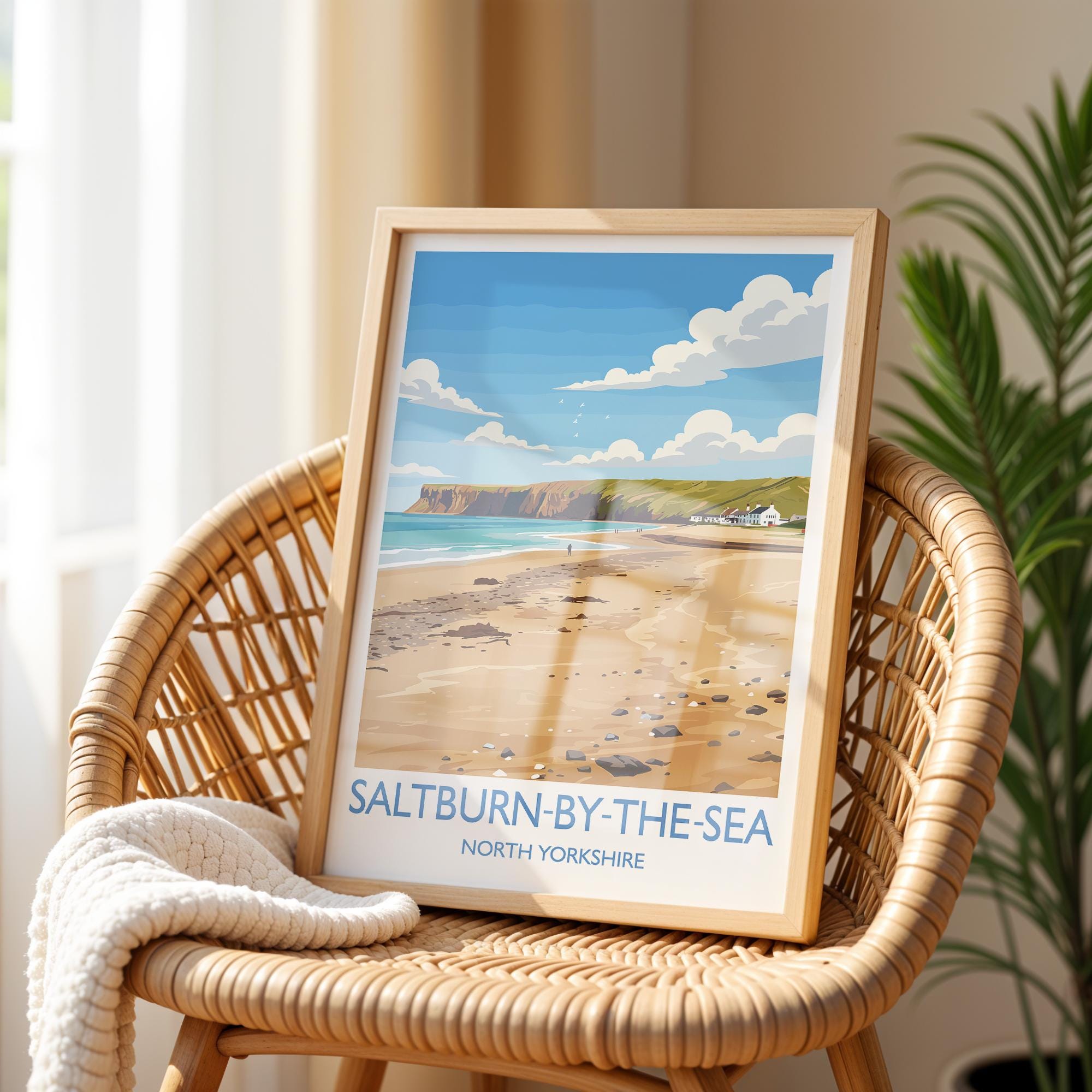 Saltburn by the Sea Travel Print, Travel Poster of Saltburn by the Sea, Yorkshire Gift, England, North Yorkshire Art, Saltburn Wall Art Gift NQ Media Designs