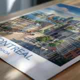 Montreal Canada Travel Poster, Montreal Skyline Wall Art, Old Montreal Print, Mount Royal Illustration, Quebec City Travel Decor