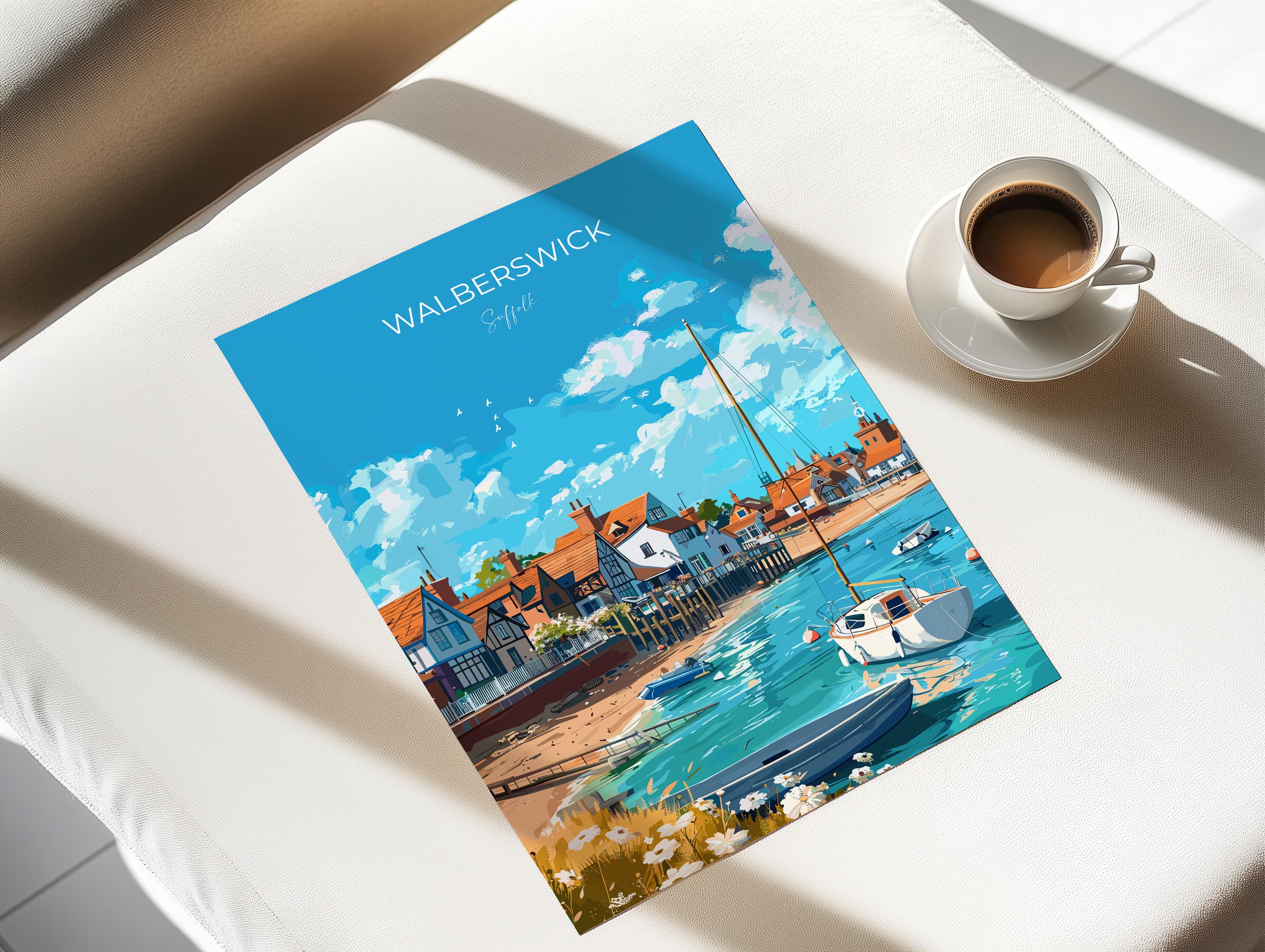 Walberswick Travel Poster, Travel Print of Walberswick, Walberswick Art Lovers Gift, Suffolk Coast Wall Art NQ Media Designs