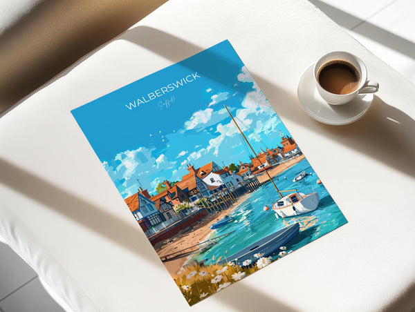 Walberswick Travel Poster, Travel Print of Walberswick, Walberswick Art Lovers Gift, Suffolk Coast Wall Art