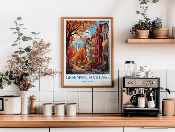 Greenwich Village New York Travel Print Wall Art, Travel Poster of Greenwich Village, New York , New York Art Lovers Gift, USA Art Gift