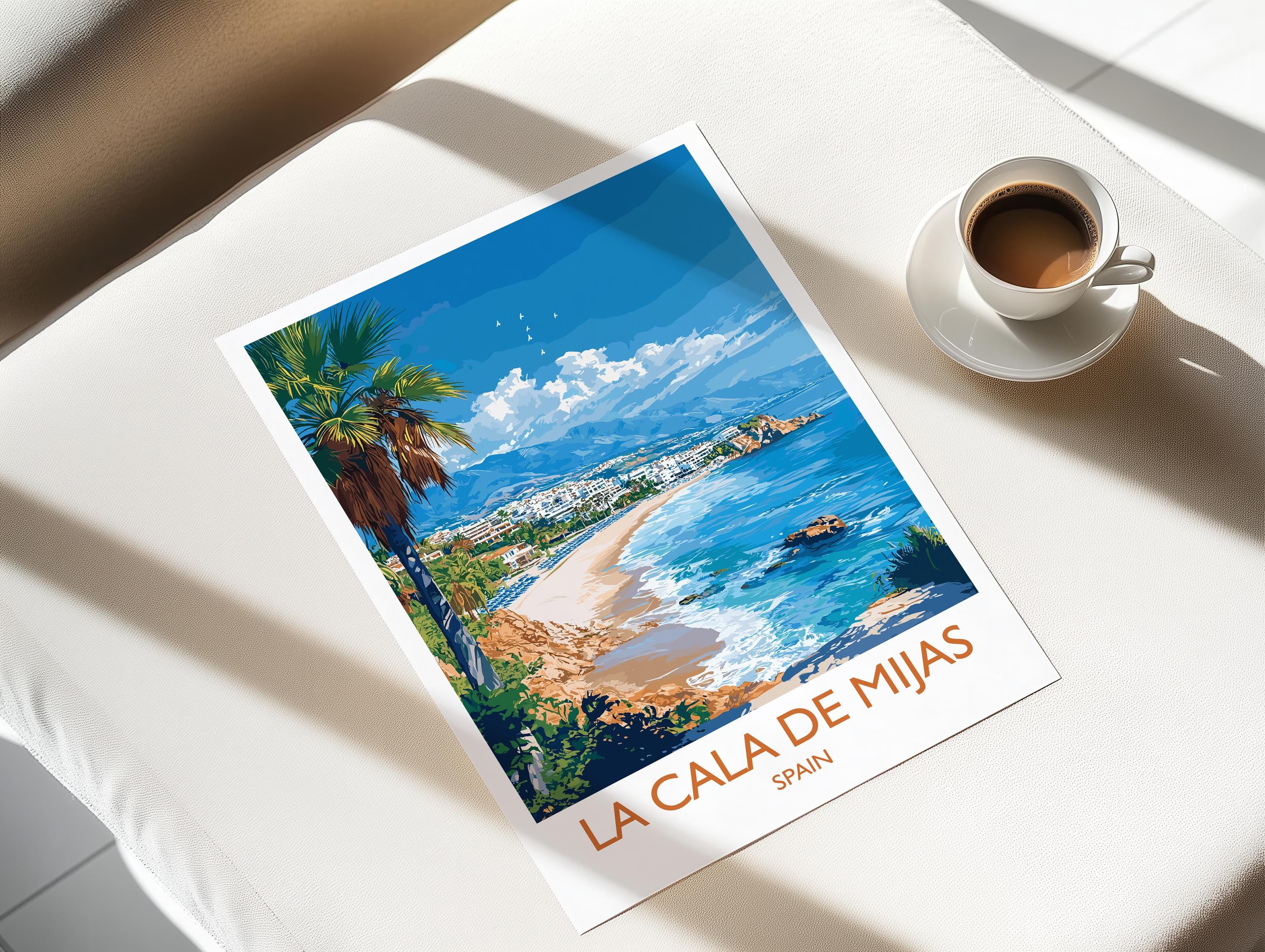 La Cala de Mijas Travel Print, Travel Poster of La Cala de Mijas, Spain, Malaga Art, Malaga Gift, Wall Art Print NQ Media Designs