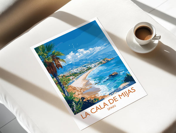La Cala de Mijas Travel Print, Travel Poster of La Cala de Mijas, Spain, Malaga Art, Malaga Gift, Wall Art Print