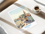Vienna Travel Poster, St Stephens Cathedral Wall Art, Vienna City Print, Austrian Architecture Illustration, Vintage Europe Vienna Gift NQ Media Designs