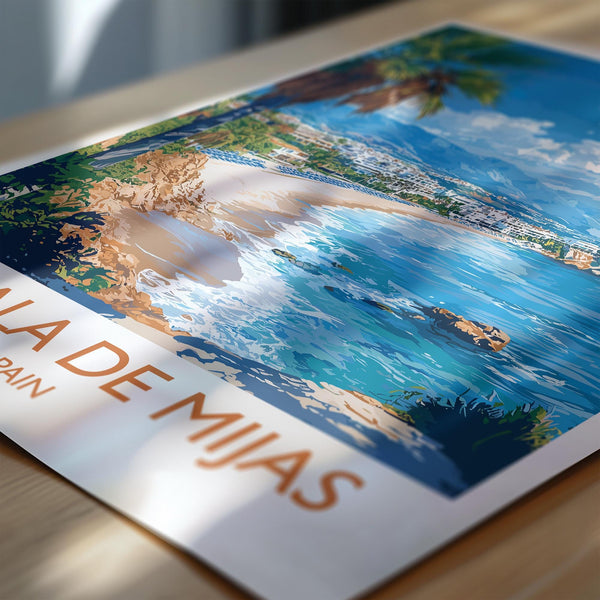 La Cala de Mijas Travel Print, Travel Poster of La Cala de Mijas, Spain, Malaga Art, Malaga Gift, Wall Art Print