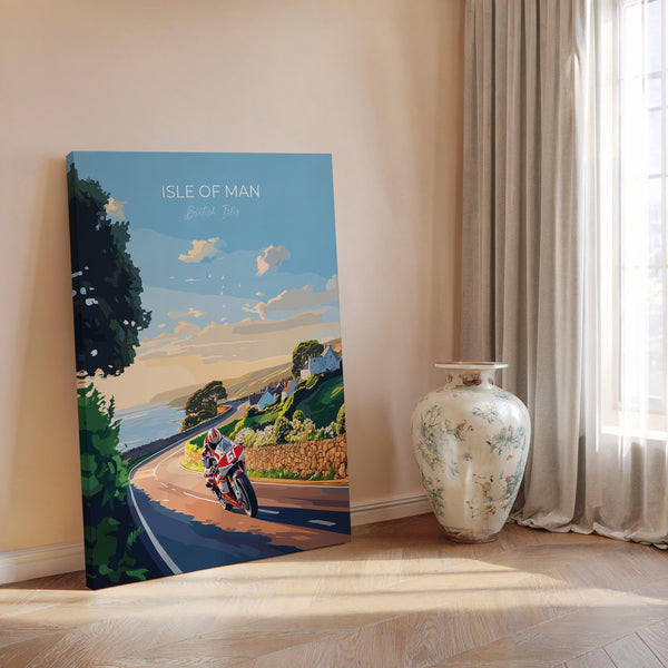 Isle of Man Print Motorbike Wall Art, Travel Poster of Isle of Man, Motorbike TT Racing Art, Isle of Man Art Gift,British Isles Wall Art