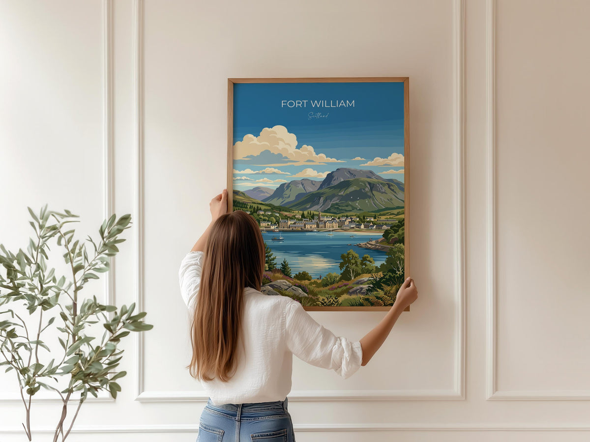 Fort William Scotland Poster, Ben Nevis Wall Art, Scottish Highlands Print, Loch Linnhe Poster, Fort William Gift