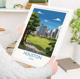 Houston Travel Wall Art Print, Travel Poster of Houston, Texas, US City Art Lovers Gift, USA Gift, NQ Media Designs