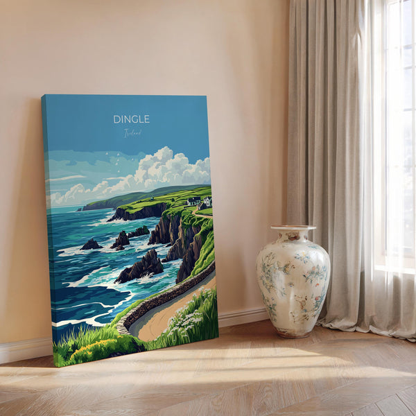 Dingle Print, Travel Poster of Dingle, County Kerry Art, Ireland Coast, Travel Wall Art Gift