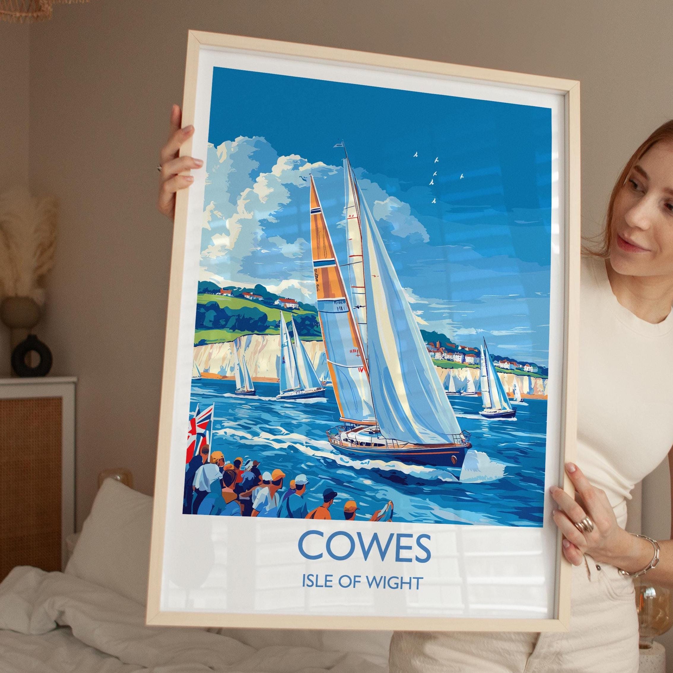 Cowes Travel Print Wall Art, Travel Poster of Cowes, Cowes Gift, Cowes Art, Sailing Art, Isle of Wight Gift, NQ Media Designs