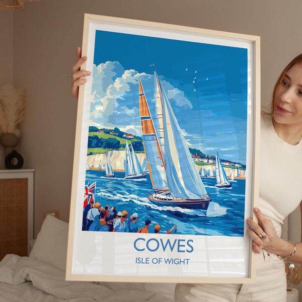 Cowes Travel Print Wall Art, Travel Poster of Cowes, Cowes Gift, Cowes Art, Sailing Art, Isle of Wight Gift,
