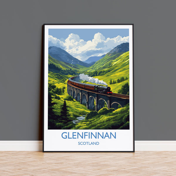 Glenfinnan Viaduct Travel Print Wall Art, Scottish Highlands Art, Railway Bridge Poster, Scotland Landscape, Steam Train Decor Artwork