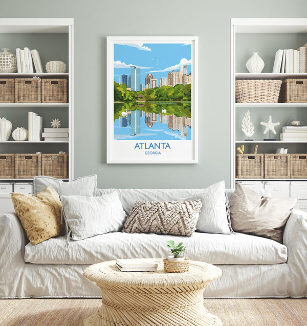 Atlanta Travel Print, Travel Poster of Atlanta, Georgia, Atlanta City Art Lovers Gift, USA Gift, Wall Art Print