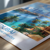Dubai Travel Print, Travel Poster of Dubai, Palm Jumeirah Dubai Art lovers Gift, UAE Wall Art Gift NQ Media Designs