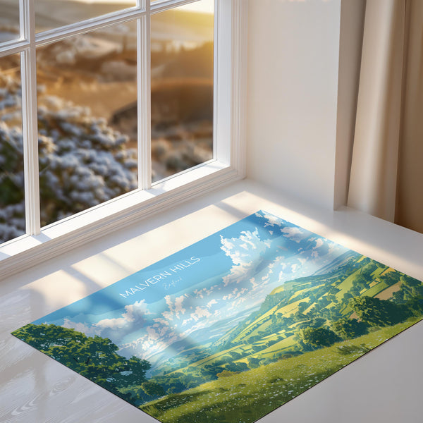 Malvern Hills Landscape Travel Poster Wall Art, Travel Print of Malvern Hills, Malvern Hills Art Lovers Gift, English Countryside