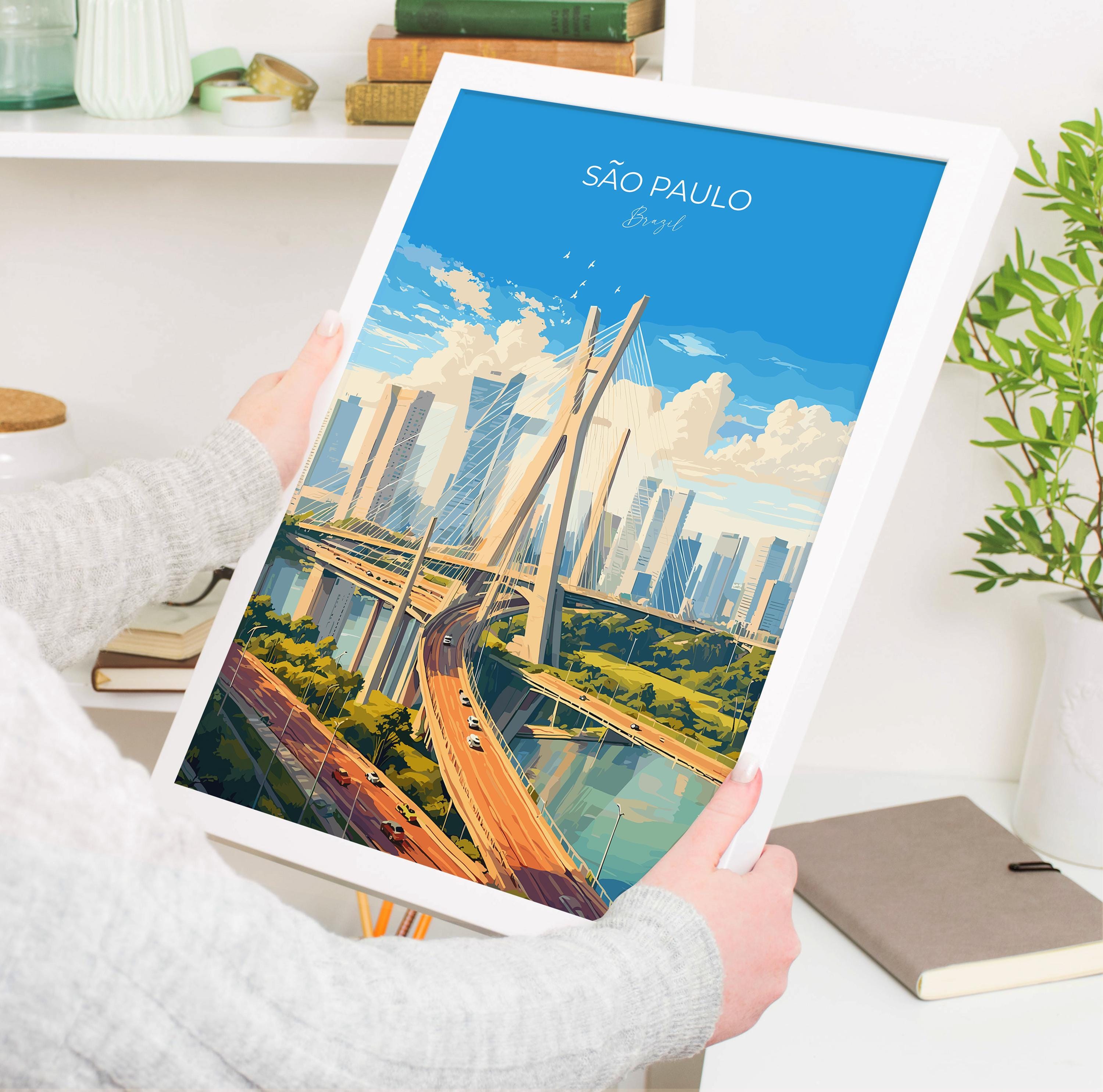 Sao Paulo Travel Poster, Travel Print of Sao Paulo, Brazil City Poster, Sao Paulo Wall Art Lovers Gift, Brazil Art Gift NQ Media Designs