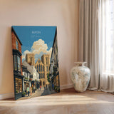 Ripon Cathedral Poster, Yorkshire Wall Art, Ripon Street Scene Print, England Travel Poster, Ripon Gift