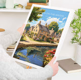 Bourton on the Water Travel Poster, Travel Print of Bourton on the water, England, Cotswolds Art, Cotswolds Gift, Wall Art Print NQ Media Designs
