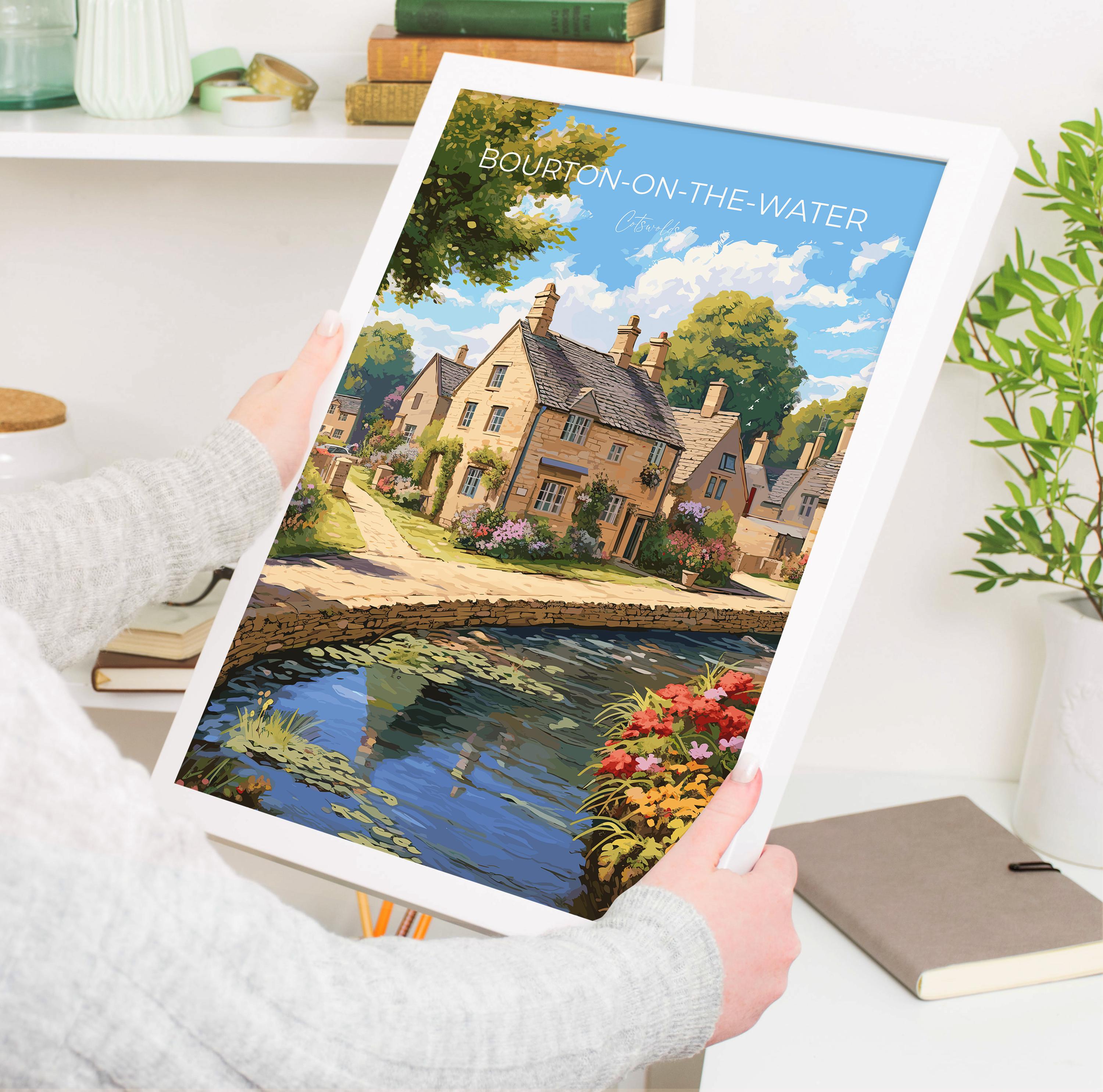 Bourton on the Water Travel Poster, Travel Print of Bourton on the water, England, Cotswolds Art, Cotswolds Gift, Wall Art Print NQ Media Designs