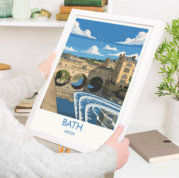 Bath Travel Print, Travel Poster of Bath, England, Cotswolds Art, Bath Gift, Avon Wall Art Print