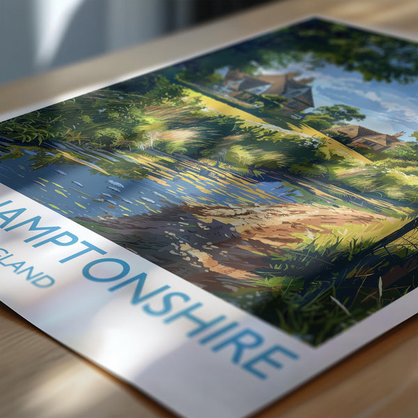 Northamptonshire Print Wall Art, Travel Poster of Northamptonshire, England, Northamptonshire Art Lovers Gift, England Wall Art Print