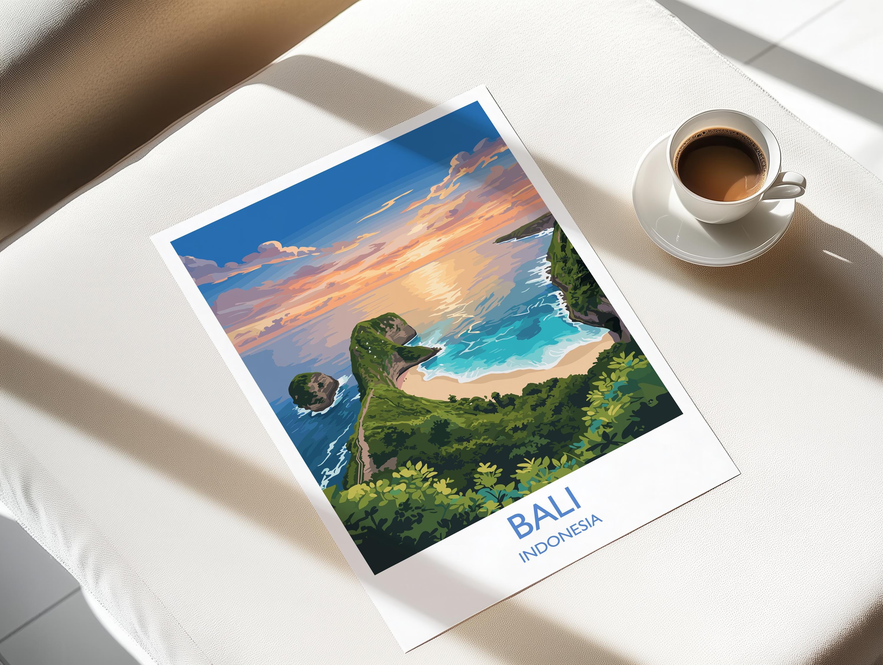Bali Travel Print, Travel Poster of Bali, Kelingking Beach, Indonesia, Bali Travel Wall Art Gift