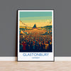 Glastonbury Travel Print, Travel Poster of Glastonbury, Somerset, England, Glastonbury Art, Festival Art Gift, Somerset Wall Art Print NQ Media Designs