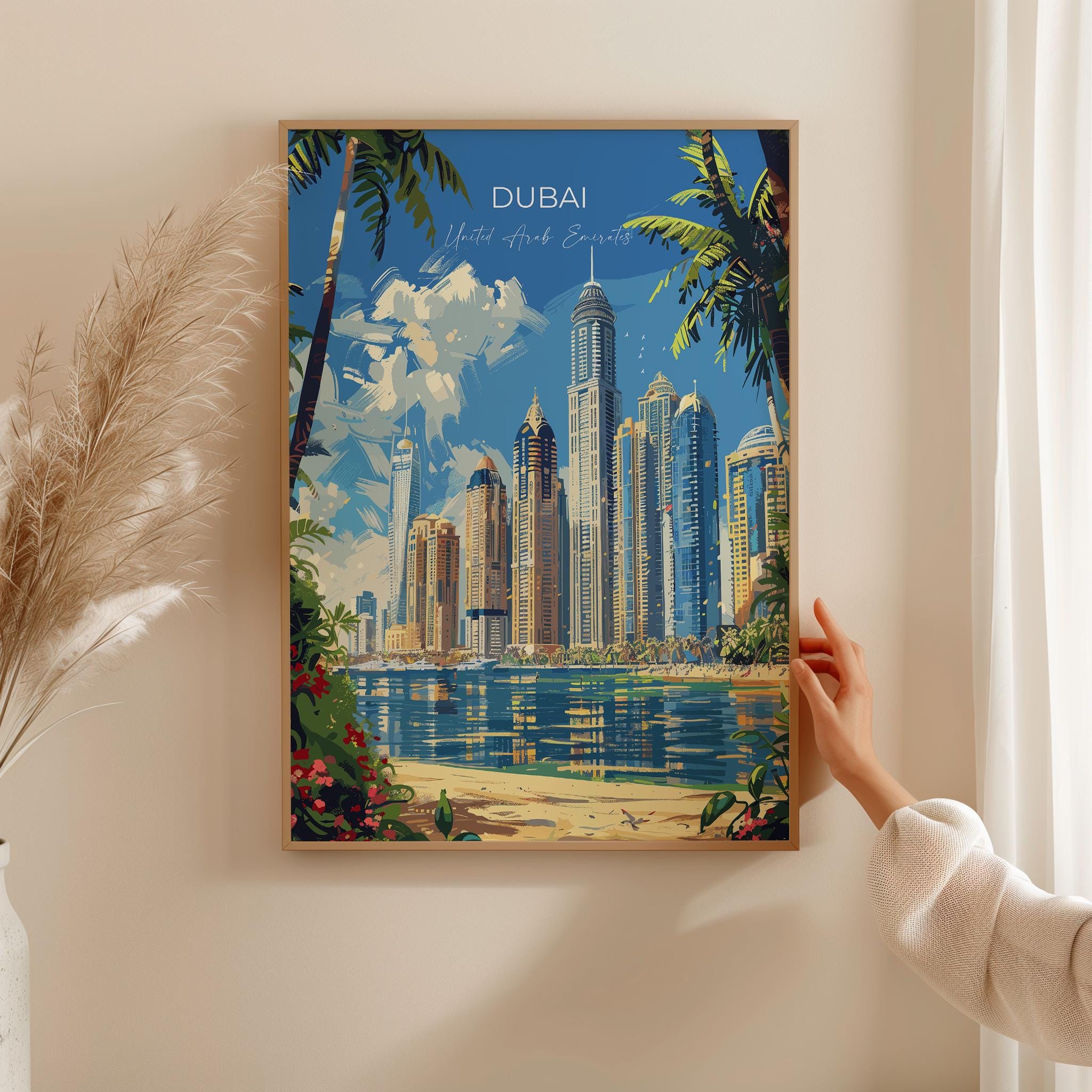 Dubai Travel Poster, Travel Print of Dubai, Dubai Marina Art lovers Gift, UAE Wall Art Gift NQ Media Designs