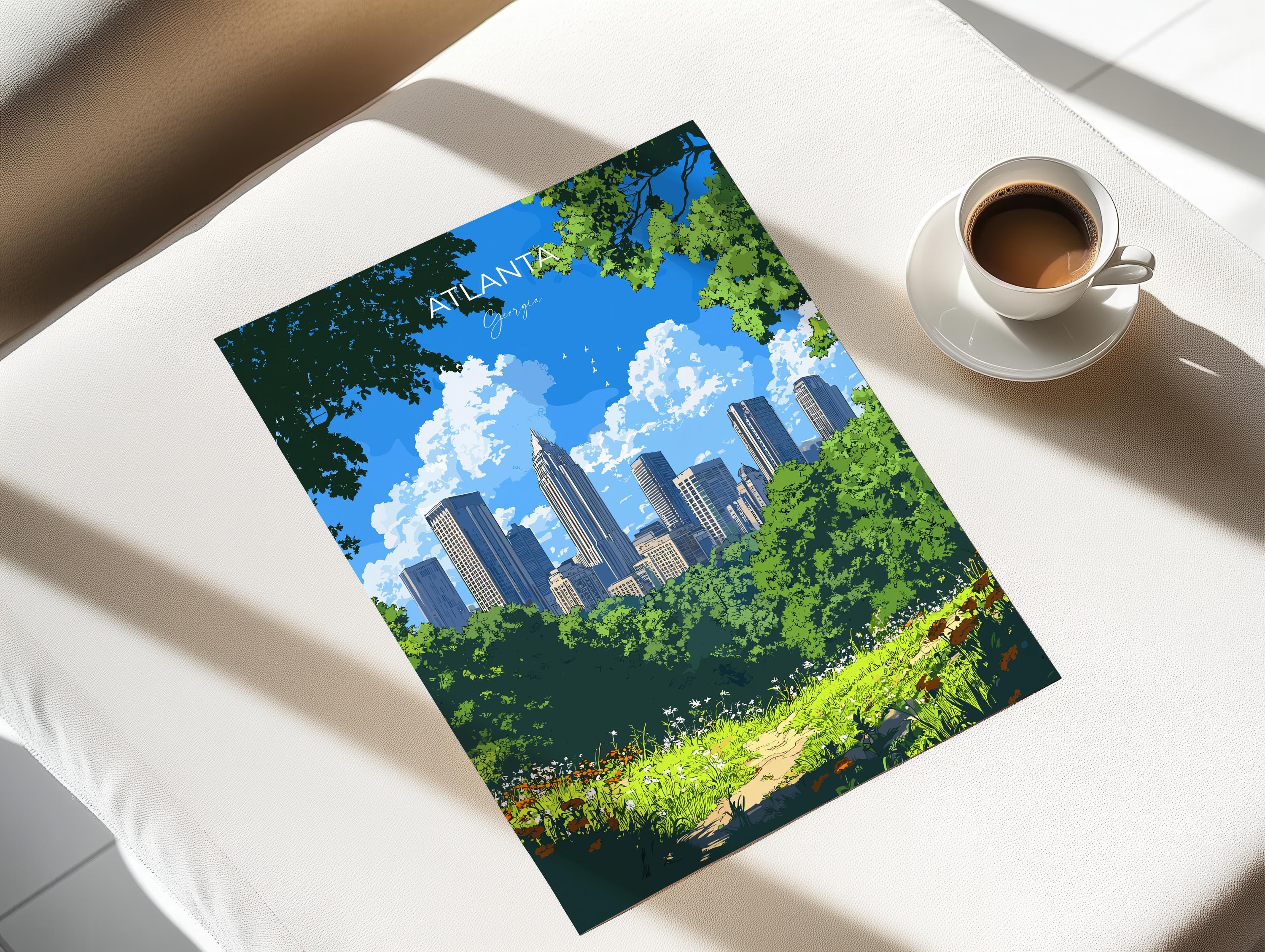 Atlanta Travel Poster, Travel Print of Atlanta, Georgia, Atlanta Art Lovers Gift, USA Gift, Wall Art Print NQ Media Designs