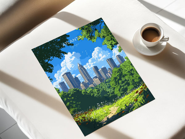 Atlanta Travel Poster, Travel Print of Atlanta, Georgia, Atlanta Art Lovers Gift, USA Gift, Wall Art Print