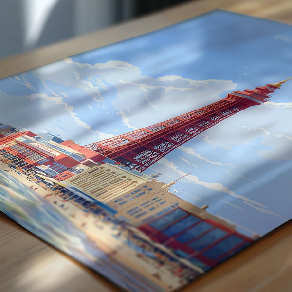 Blackpool Travel Print Wall Art, Travel Poster of Blackpool, England, Lancashire Seaside Art Lovers Gift, Travel Art Gift