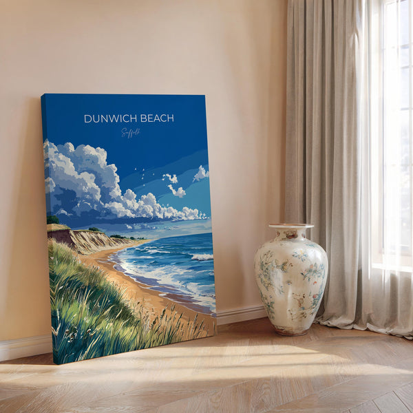 Dunwich Beach Travel Poster, Travel Print of Dunwich Beach,Dunwich Beach Art Lovers Gift, Suffolk Coast Wall Art