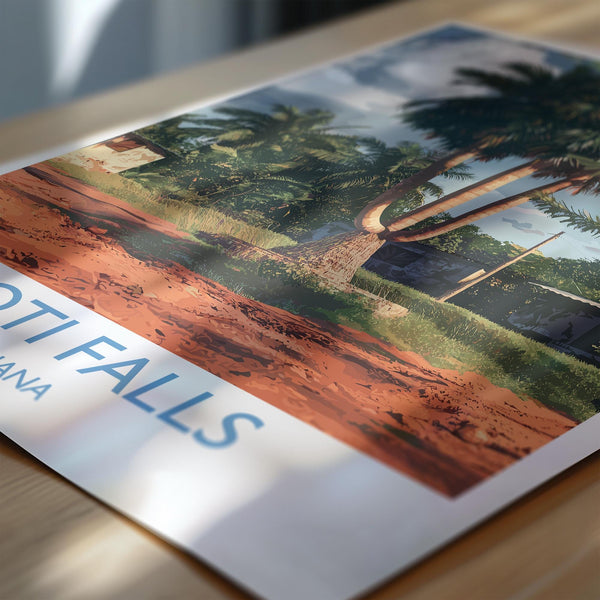 Boti Falls Print, Travel Poster of Boti Falls, Three headed Palm Tree, Ghana, Africa Art Lovers Travel Gift