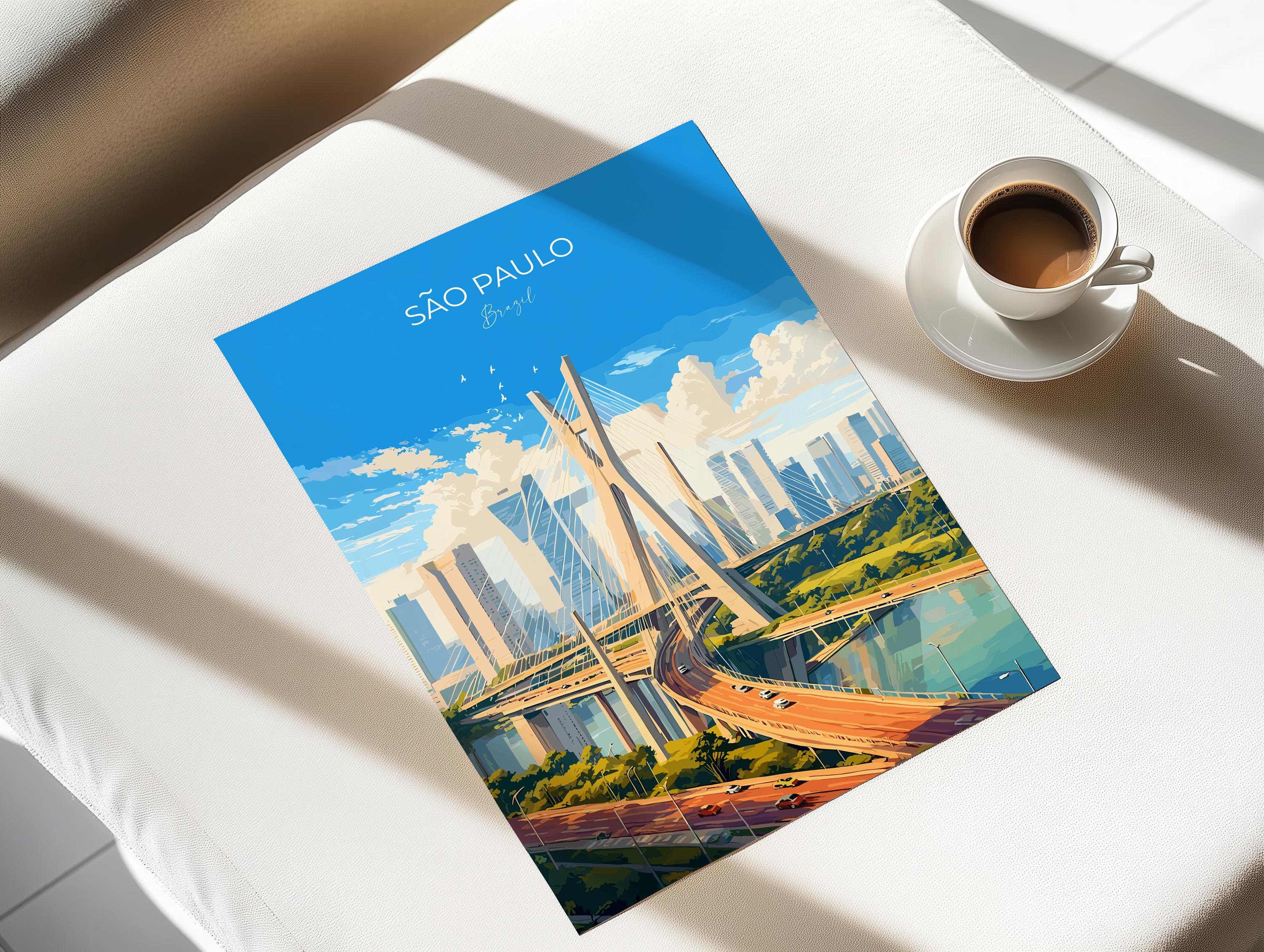 Sao Paulo Travel Poster, Travel Print of Sao Paulo, Brazil City Poster, Sao Paulo Wall Art Lovers Gift, Brazil Art Gift NQ Media Designs