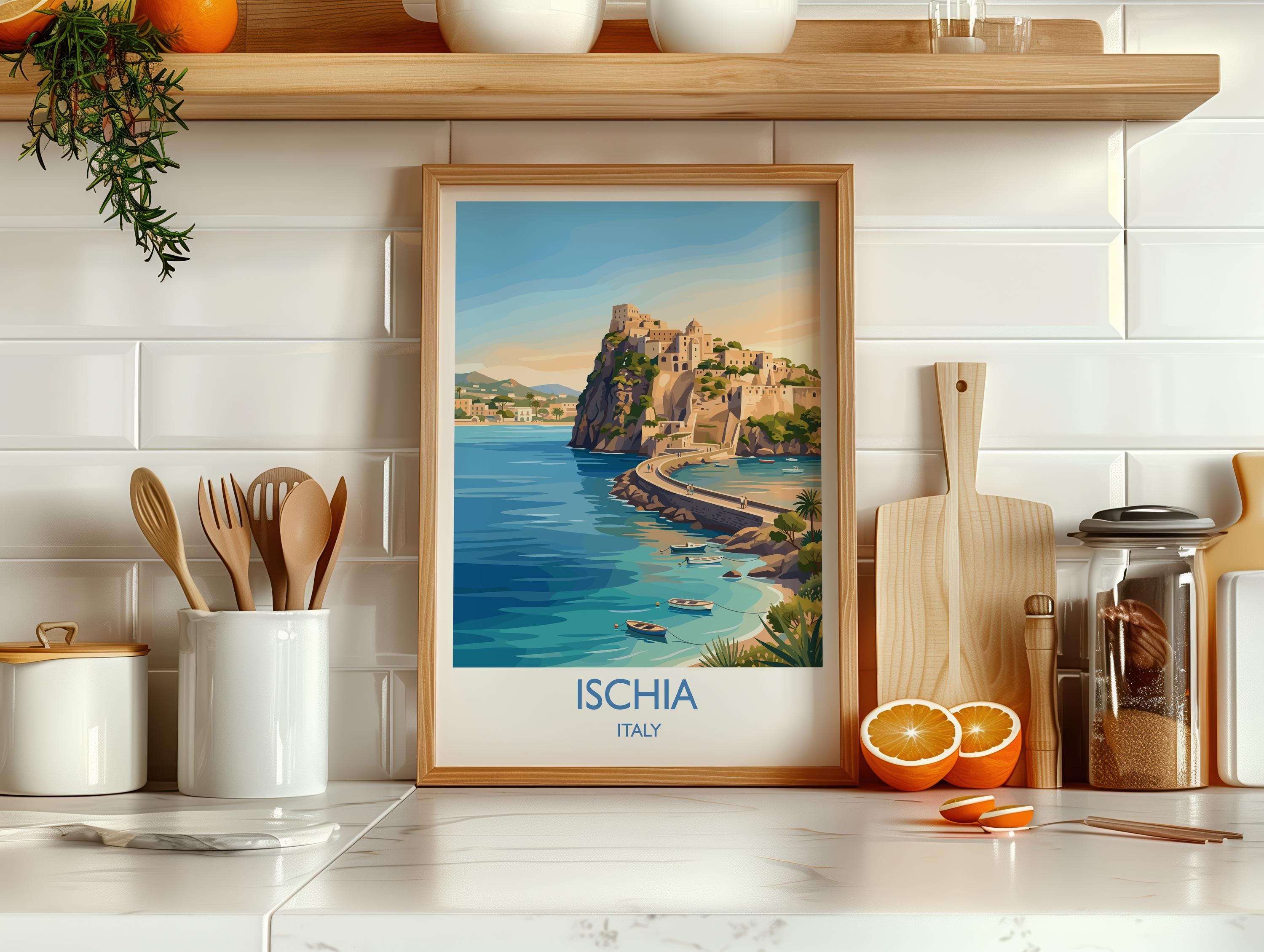 Ischia Italy Print, Italian Island Wall Art, Gulf of Naples Travel Poster, Mediterranean Coastal Decor, Italy Gift