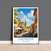 Chichester Travel Poster Wall Art, West Sussex Travel Print, English Countryside Art Gift, Wall Art Print
