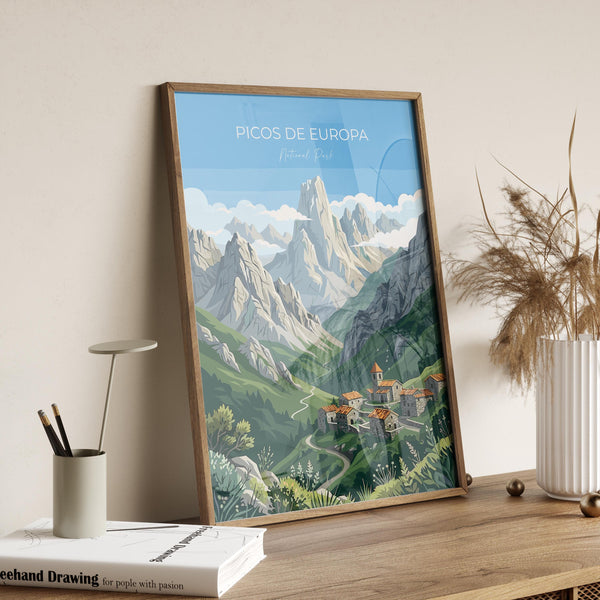 Picos De Europa National Park Travel Poster Wall ArtTravel Print of Picos De Europa, Spain Art Lovers Gift, Wall Art Print