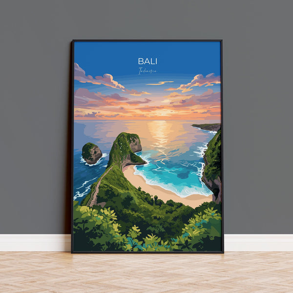 Bali Travel Print, Travel Poster of Bali, Kelingking Beach, Indonesia, Bali Travel Wall Art Gift