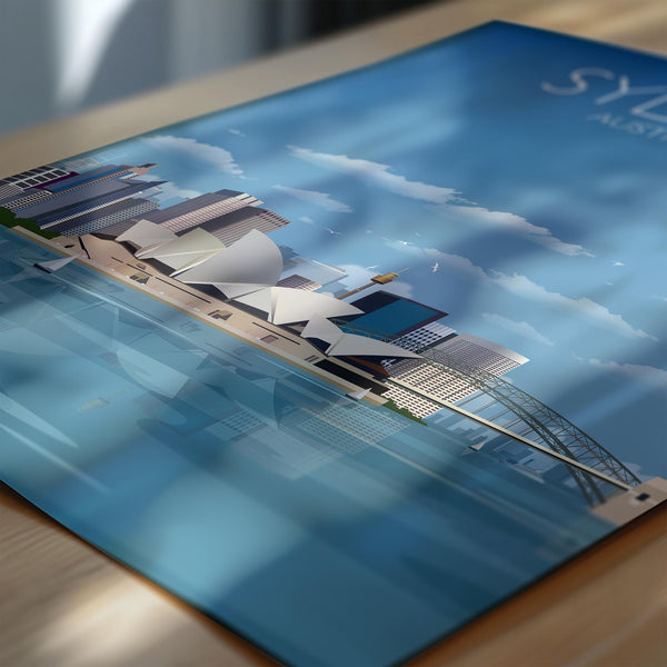 Sydney Travel Poster, Travel Print of Sydney, Sydney Harbour Bridge, Sydney Opera House, Australia Travel Art Lovers Gift