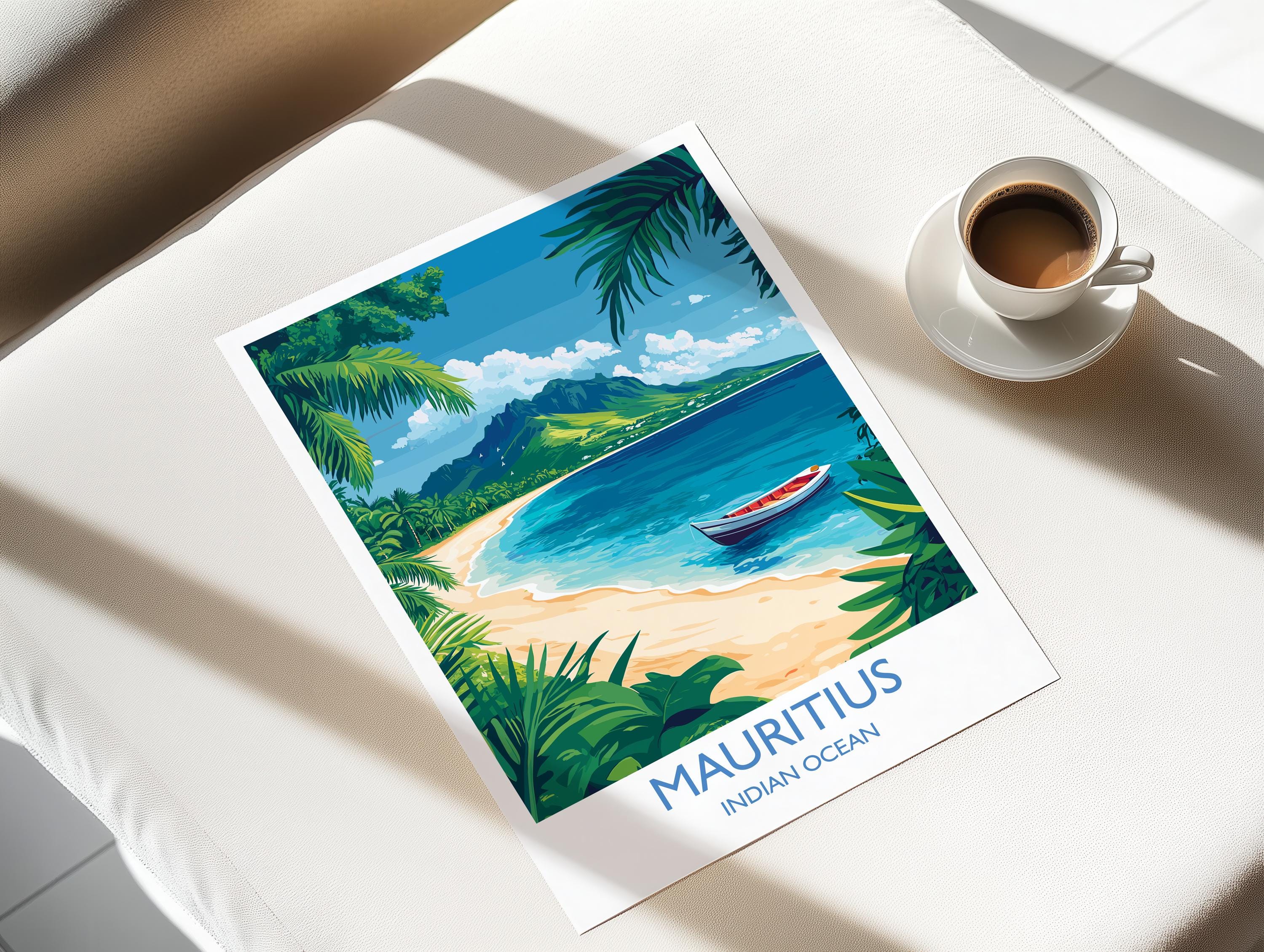 Mauritius Travel Print, Travel Poster of Mauritius, Indian Ocean Island Art, Mauritius Wall Art Gift, NQ Media Designs